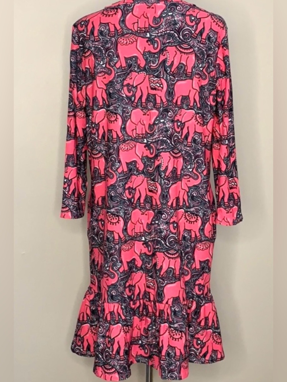 Simply Southern Pink Elephant Print Dress or Tunic Top, 3/4 Length Sleeves, NWT - Picture 2 of 6
